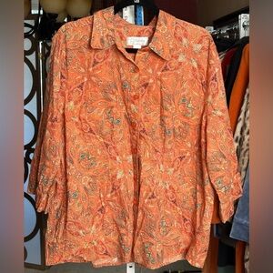 CJ Banks Paisley Blouse – Flattering Pleated Waist & Autumn Vibes